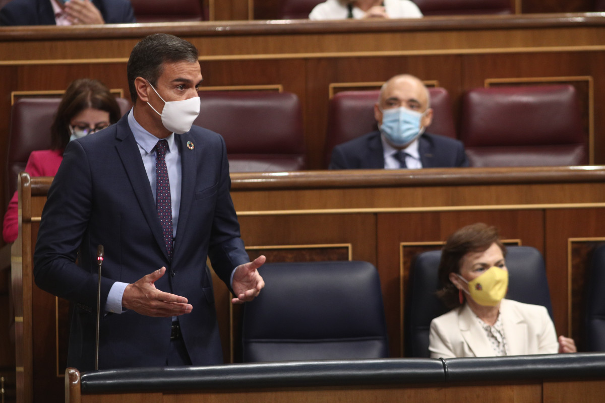 El president de Govern, Pedro Sánchez, intervé durant la primera sessió de control a Govern al Congrés després de les vacances d'estiu, a Madrid (Espanya). El Govern contesta, entre d'altres preguntes, sobre el coronavirus o sobre les despeses d