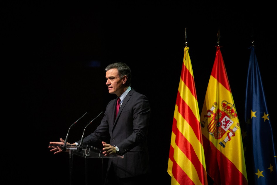 El president de Govern, Pedro Sánchez, durant la conferència al Liceu de Barcelona.