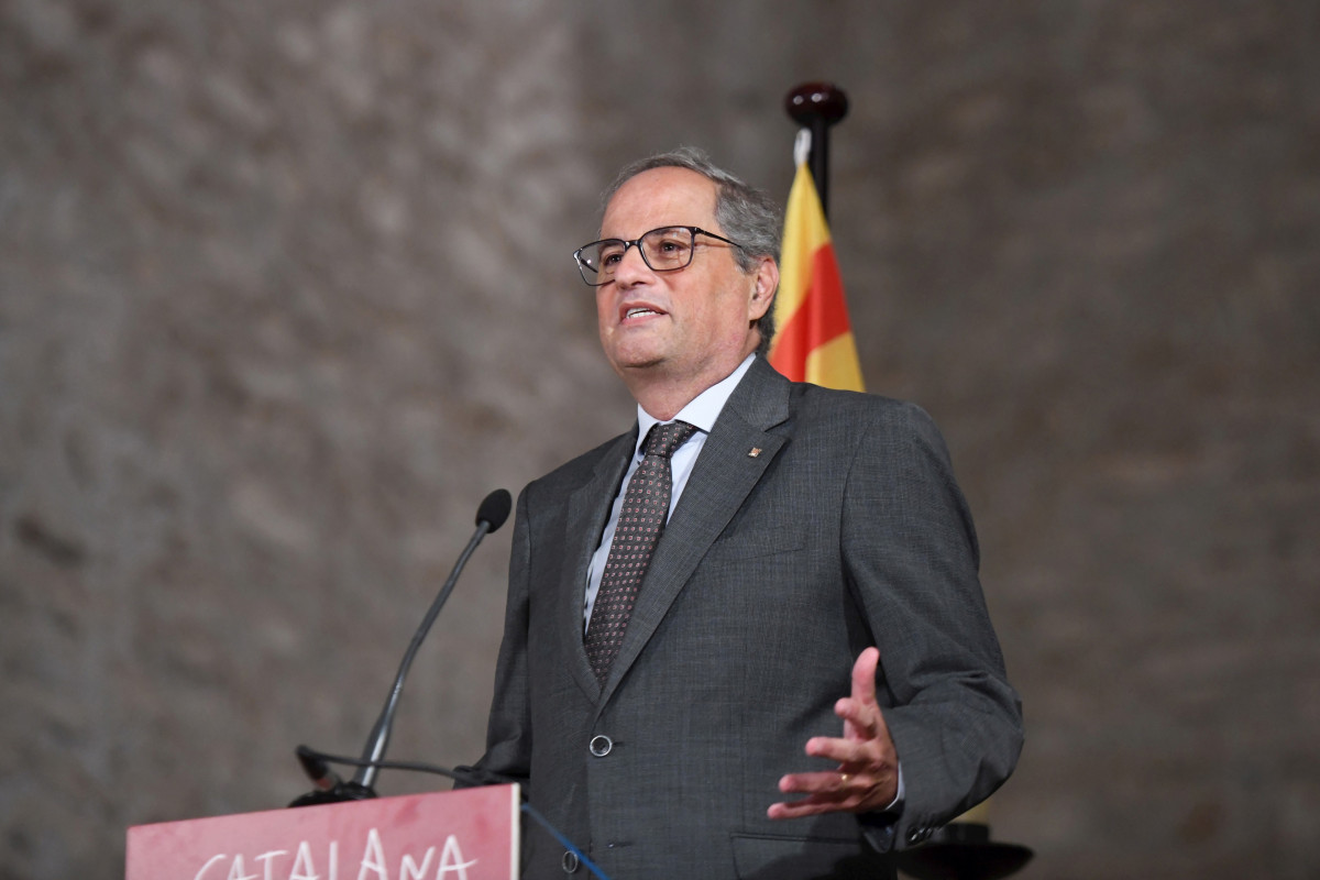 Arxiu - L'expresident de la Generalitat Quim Torra intervé durant l'homenatge al músic Pau Casals als 50 anys de la seva mort a l'exili, a l'Abadia de Sant Miquel de Cuixà, el 21 d'agost del 2023, a Codalet (França)