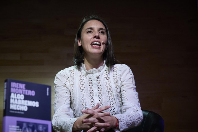 Arxiu - L'exministra d'igualtat i eurodiputada de Podem, Irene Montero, durant la presentació del seu nou llibre 'Algo haremos hecho', a la Casa Encendida, a 11 de novembre de 2024, a Madrid (Espanya).