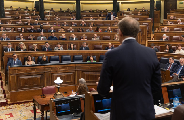 Arxiu - El líder del PP, Alberto Núñez Feijóo, pregunta al cap de l'Executiu, Pedro Sánchez, durant una sessió de control al Govern, al Congrés dels Diputats, el 13 de març del 2024, a Madrid (Espanya).