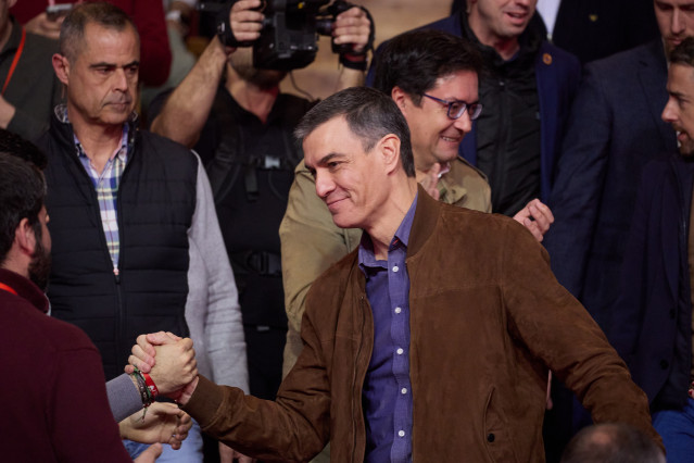 El secretari general del PSOE i president del Govern, Pedro Sánchez, durant el 15è Congrés Regional del PSOE-M, a la Universitat Carlos III, a 2 de febrer de 2025, a Leganés, Madrid (Espanya).