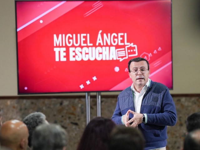 El secretario general del PSOE de Extremadura, Miguel Ángel Gallardo, en un acto del partido en Jerez de los Caballeros.