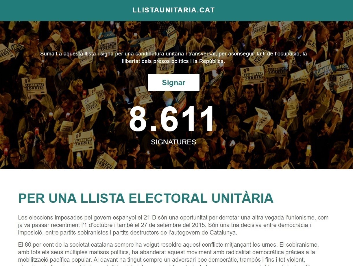 Web llista unitària Puigdemont